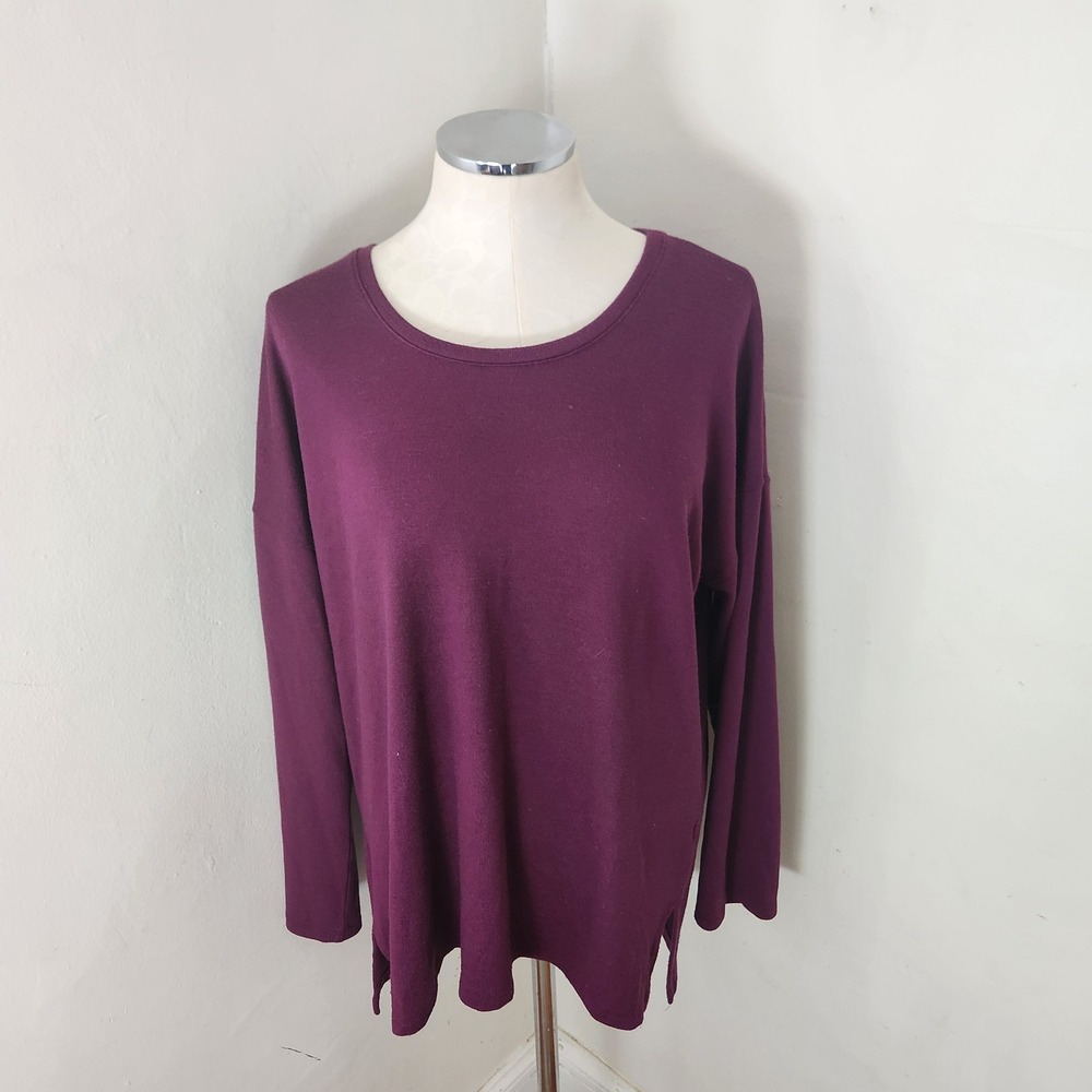 Banana Republic Womens Plum Purple Long Sleeve‎ Relaxed Knit Top Large